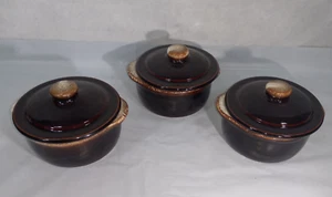 Vintage Pfaltzgraff Individual Casserole Dishes Gourmet Brown Drip 302 MCM 3 Set - Picture 1 of 6