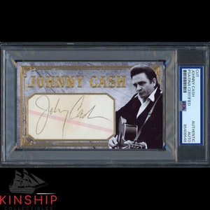 Johnny Cash signed Cut 3x5 Custom Card PSA DNA Slab Music Auto C3745 - Picture 1 of 2