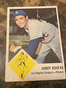 Sandy Koufax 1963 Fleer Baseball Card #42 Los Angeles Dodgers Pitcher - Vintage