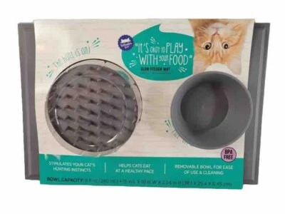 Whisker City Slow Feeder Mat Removable Bowl Easy to Clean 15"x10"x2.54" Gray - Image 1 of 4