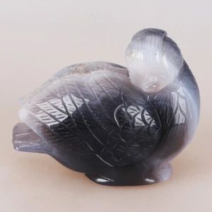 4.9" Natural Geode Agate Quartz Crystal Hand Carved Mandarin Duck Carving 915g - Picture 1 of 8