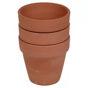 3x Small Classic Terracotta Plant Pots Drainage Hole Elegant Design for Garden - Picture 1 of 5