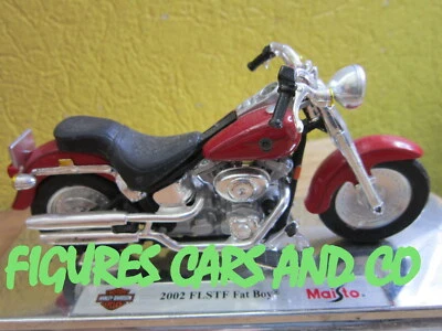 1/18 MOTO HARLEY DAVIDSON 2002 FLSTF FAT BOY ROUGE BRIQUE MAISTO SUR SOCLE EXPO - Photo 1/2