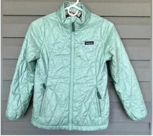 Patagonia Girls Nano Puff Jacket Size XL 14 Green - Picture 1 of 16