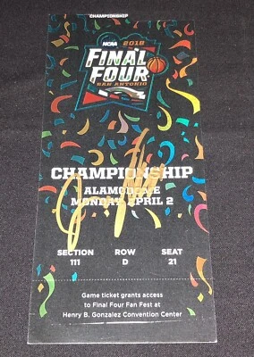 Jay Wright Signed 2018 Final Four Championship Autograph Ticket JSA Villanova - Image 1 of 2