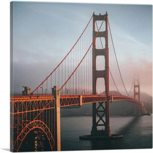 ARTCANVAS San Francisco Golden Gate Bridge im Nebel Leinwand Kunstdruck - Bild 1 von 11