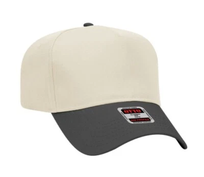 Blank Baseball Hat 5 Panel Mid Profile Black Natural Otto Cap Snapback 🧢 NEW - Image 1 of 3