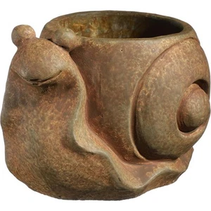 Cement Buddies Indoor Outdoor Planter with Drainage Hole, Smiling Snail, Rust... - Picture 1 of 4