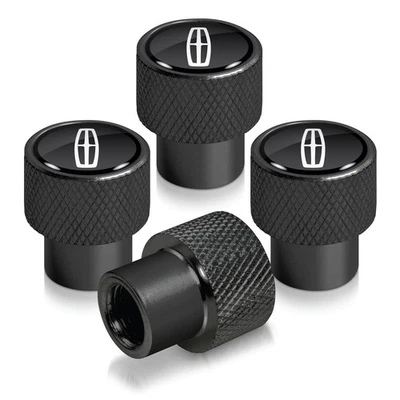 IPICK IMAGE Lincoln logo Black Easy-Grip Aluminum Tire Valve Stem Caps