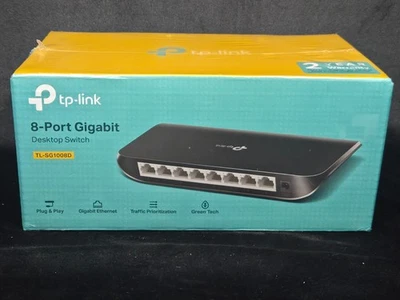 TP-Link TL SG1008D 8 Port Gigabit Desktop Switch 1000Mbps Plug and Play New - Image 1 of 4