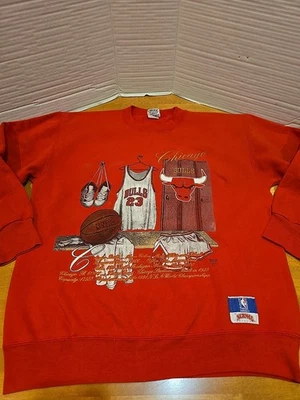 复古 20 世纪 90 年代芝加哥公牛队迈克尔·乔丹 篮球肉豆蔻运动衫 XL 码 — 第 1/4 张图片