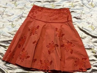 油性复古波西米亚红色花卉刺绣帆布A字形半身裙-34 — 第 1/4 张图片