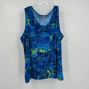 Camiseta sin mangas Catherines para mujer 3X estampado abstracto boho resort tropical - Imagen 1 de 7