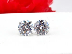 2,00 Karat CZ Diamant Solitär Ohrstecker massiv 10 Karat Weißgold - Bild 1 von 11