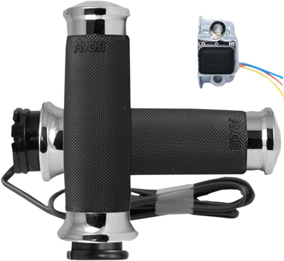 Avon Chrome Contour Heated Hand Grips for 2008-2023 Harley Touring Softail FLHX - Image 1 of 2