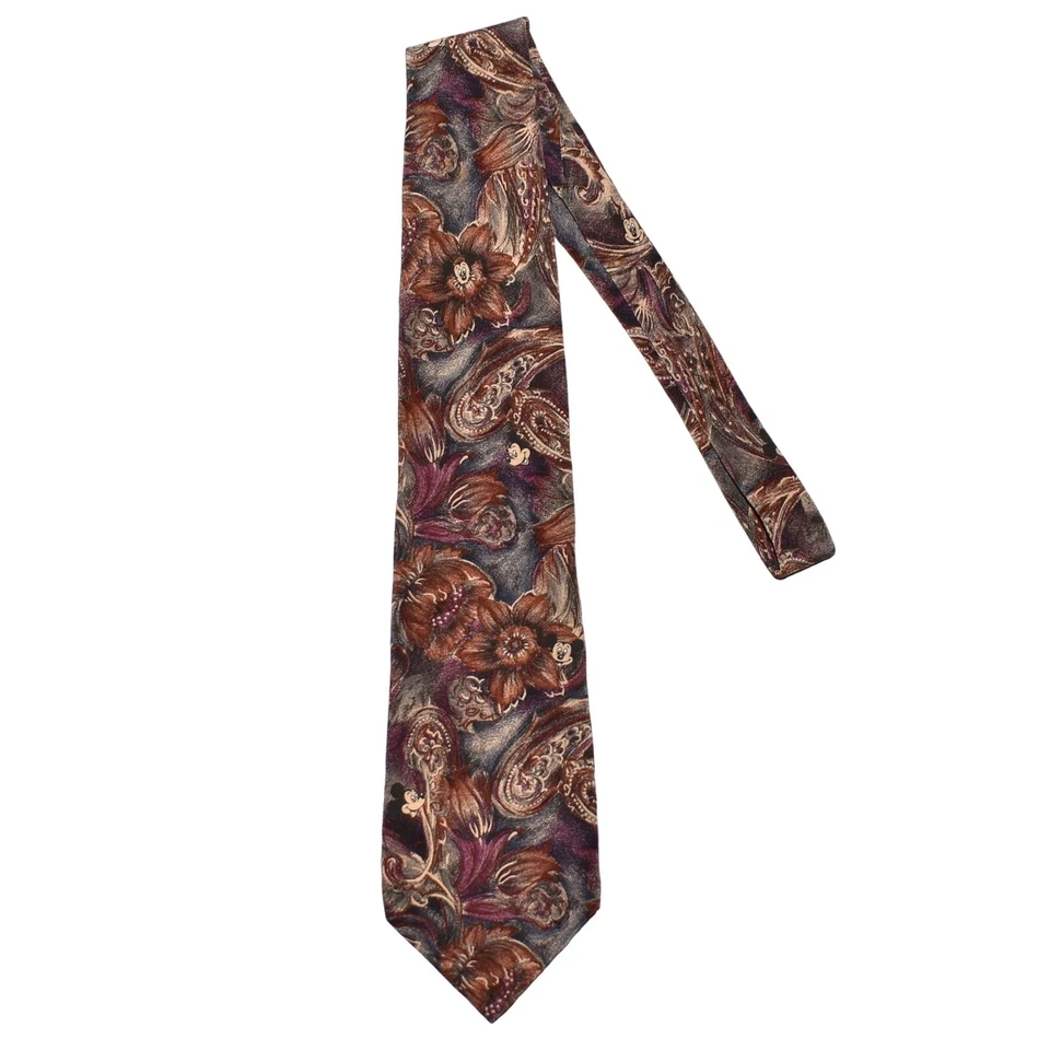 Corbata de seda floral de Mickey Mouse de cachemira de Disney ORIGINALS $64 3,5" de ancho Foto 1 de 4