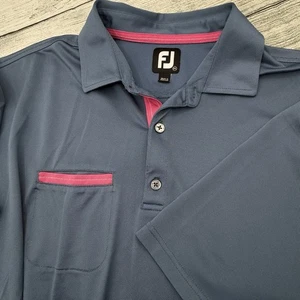 FootJoy FJ Mens 2XL XXL Blue Pink Pocket Golf 100% Polyester Polo Shirt - Picture 1 of 3