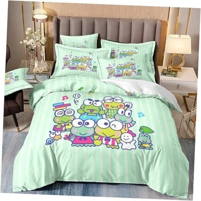Комплект постельного белья Frog Comforter Twin Set Cartoon Frog Family — с зелеными улитками  - Изображение 1 из 4