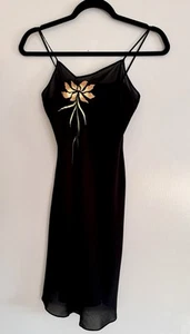 Abito romantico Rosshi 100% seta slip pizzo floreale chemise raso seta taglia S - Foto 1 di 5