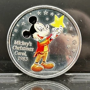 2003 Colored Disney Mickey's Christmas Carol 1 oz. .999 Silver Coin - Picture 1 of 2
