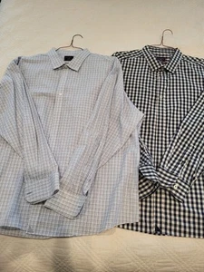 UNTUCKit 3XLC Lot Of 2 Long Sleeve Button Up Shirts Gingham Plaid, Plaid Blue - Picture 1 of 21