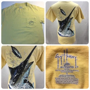 Camiseta Guy Harvey Para Hombre Talla Pequeña S Amarillo Marlín Pez Espada Bolsillo Frontal - Imagen 1 de 7