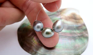 RARE AA+ TAHITIAN RIKITEA GAMBIER ISLES BRIGHT SILVER PEACOCK CULTURED PEARLS - Picture 1 of 7