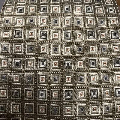 Corbata Valerio Garati seda pura hecha a mano negra/dorada/blanca geométrica cuadrados pequeños Foto 1 de 4