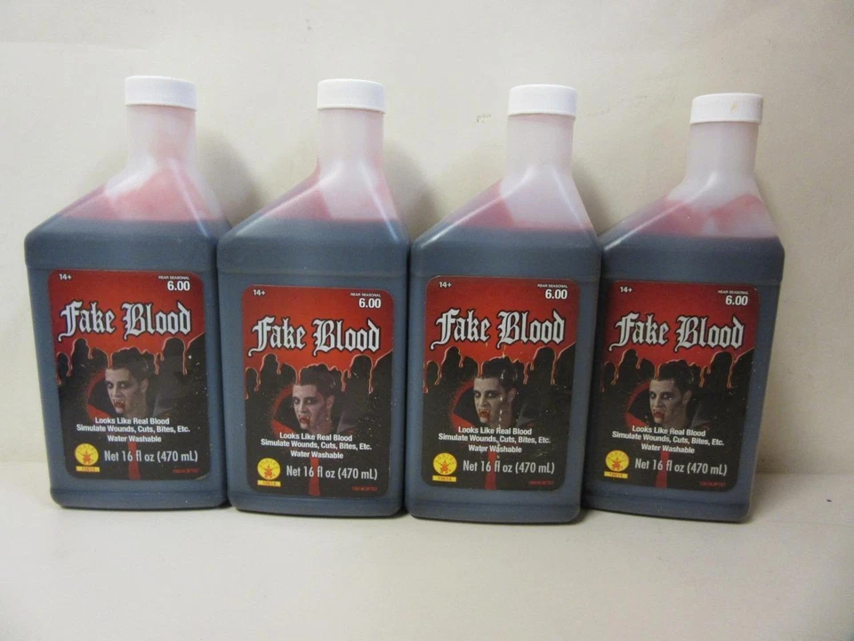 红宝石假血人造僵尸万圣节化妆配件 16 液量盎司 4 件装 — 第 1/3 张图片