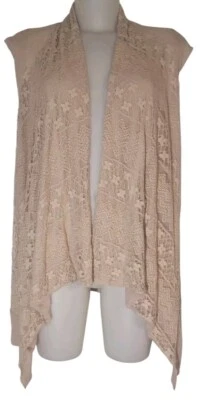 Sundance Talla M Mujer Beige Crochet Encaje Boho Frente Abierto Kimono Cárdigan Chaleco Foto 1 de 3