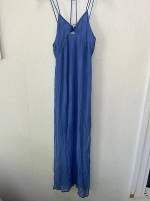 Vestido suelto Scarlett Poppies Let It azul acanalado alrededor del cuello correa sin mangas XS Foto 1 de 4