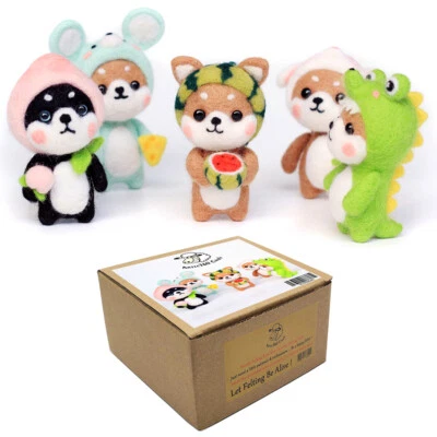 5 Shiba Inu Dogs Needle Felting Kits for Adult DIY Craft Kit Needle Felt Kits - Image 1 of 4