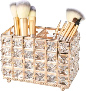 Crystal Makeup Brush Holder Bling Sparkly Handcrafted Comb Brush Pen Pencil Hold - Picture 1 of 8