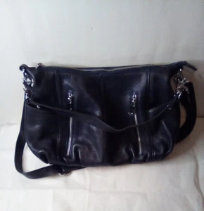 HESH Leather Purse Large Deep Purple Soft Zip Pockets Top Handle - Picture 1 of 12