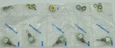 Lote de (5) Mini interruptor de palanca Alco Switch MTA106E, encendido-apagado-encendido, MTA-106E NUEVO Foto 1 de 2