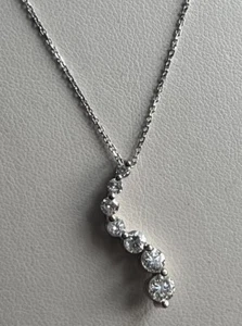 Halskette 14 Karat Weißgold natürliche Diamanten Reise der Liebe Leben Anhänger 16 Zoll - Bild 1 von 13