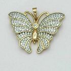 2.50Ct Round Cut Lab Created Diamond Butterfly Pendant 14K Yellow Gold Plated