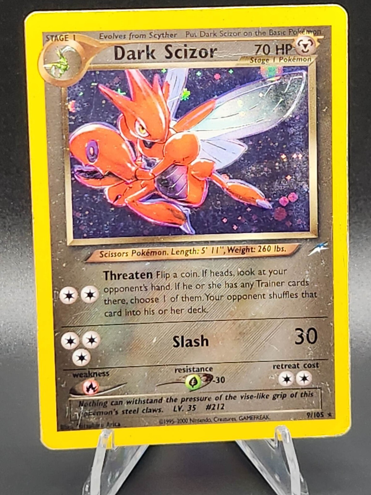 Dark Scizor 9/105 - Neo Destiny - Holo Pokemon Card- HEAVILY PLAYED