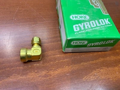 QTY-1 Hoke Compression Elbow 1/4" NPT 4LF4-BR Tube to Female Thread - Image 1 of 4