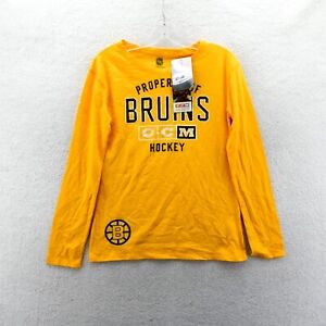 CCM Boston Bruins Shirt Womens Small Yellow Knit NHL Hockey Sport Tee Retro New