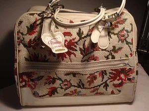 Vintage Lg. Pretty Peter's "Princess" Flowered Needle Point-Tote Bag (Mint) - Picture 1 of 7