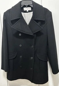 Jones New York schwarzer zweireihiger Peacoat 10 hergestellt in den USA Klammer 100 % Wolle - Bild 1 von 10