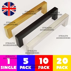 SQUARE bar Kitchen Cupboard Cabinet Door Handle Stainless Steel Black Gold - Picture 1 of 2