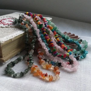 Collar de piedras semipreciosas, cuarzo, aventurina, ágata - Imagen 1 de 4