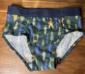 Vtg Old Navy Boys Briefs Size M Youth Or Mens Small Yeti Bigfoot Forest Kidcore - Picture 1 of 4