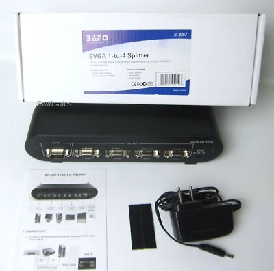 BAFO BF-3357 - SVGA 1-to-4 Active Powered Splitter - HD15 SVGA Source Duplicator - Image 1 of 4