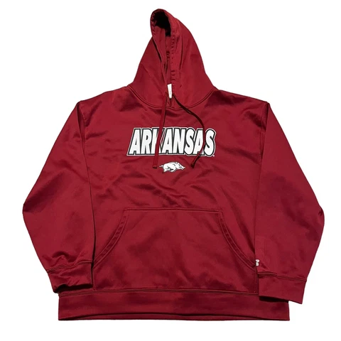 Arkansas Razorbacks Hoodie Mens Extra Large Red White Russell Football Adult Cover