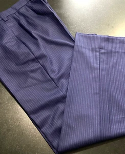 Pantalón de vestir Scabal Finest azul real/azul claro a rayas lana súper 150 32W30L - Imagen 1 de 13
