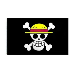Cappello di paglia 60 x 90 cm pezzo unico Luffy's bandiera pirata striscione poliestere alta qualità - Foto 1 di 13