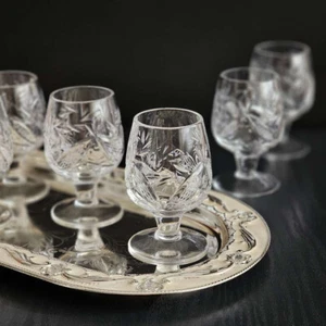 1.7 oz Sherry Shot Hand-Cut Exquisite Crystal Glasses on Stem 50ml, Set of 6 - Picture 1 of 12